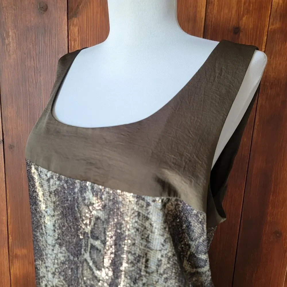 J. Taylor 16 Brown‎ Sequin Snakeskin Sheath Dress Cocktail Party Glam Sparkle ✨